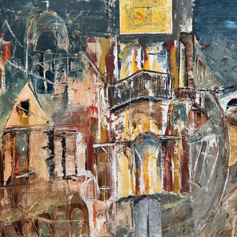 The Balcony and Mary Poppins, 2022, acrylic on canvas, 23.6 × 31.5 in